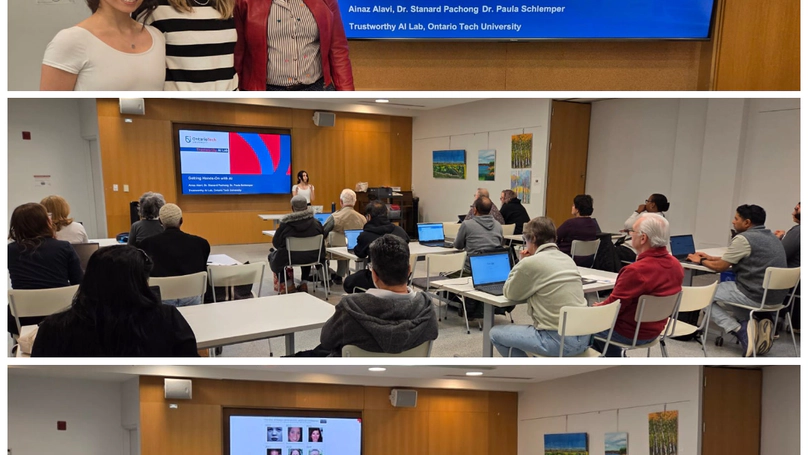 Ainaz, Stanard and Paula lead AI Workshop Ajax Public Library